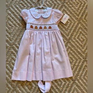 Lulu Bebe 4T pumpkin dress smocked pink NWT